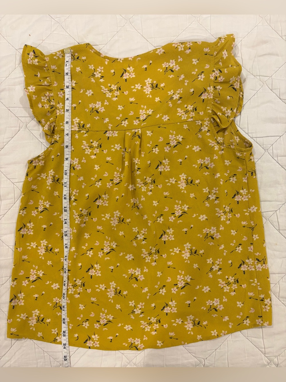 Monteau Yellow Floral Ruffle Blouse – Size L - Picture 7 of 7